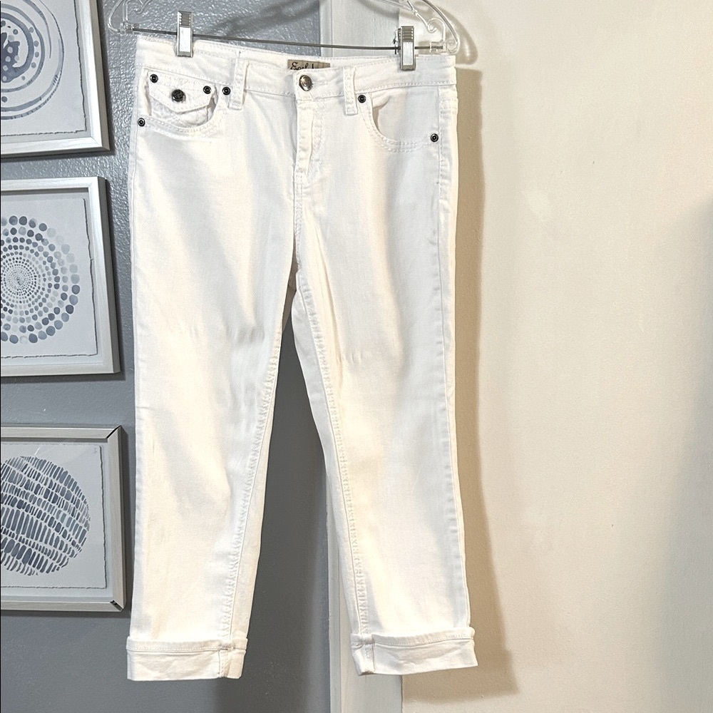 Earl Jeans Women's Cropped White Cuffed Jeans Size 6